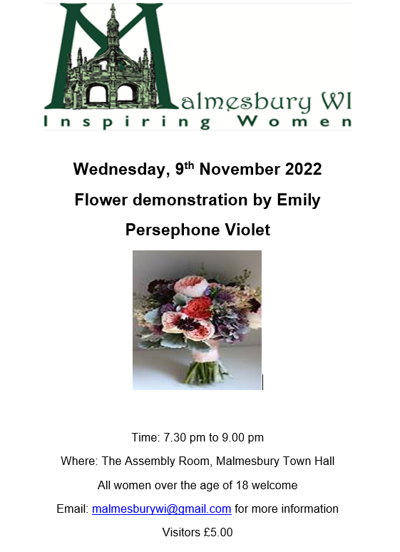 Malmesbury WI November Meeting - Flower Demonstration by Emily, Persephone Violet